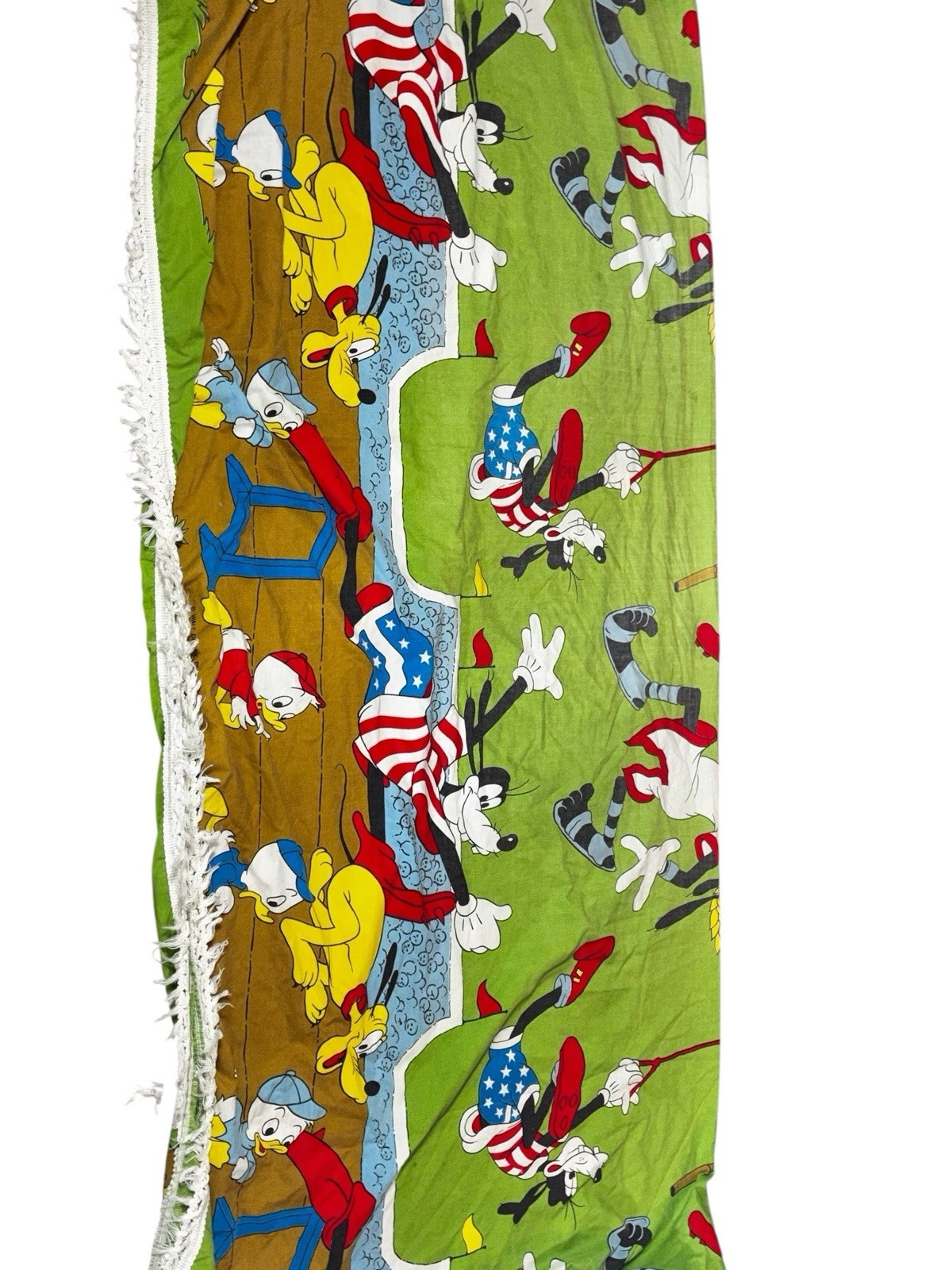 VTG RARE Twin Bedspread Wamsutta Disney Camp Goofy Fabric Donald Duck Pluto READ VTG RARE Twin Bedspread Wamsutta Disney Camp Goofy Fabric Donald Duck Pluto READ
