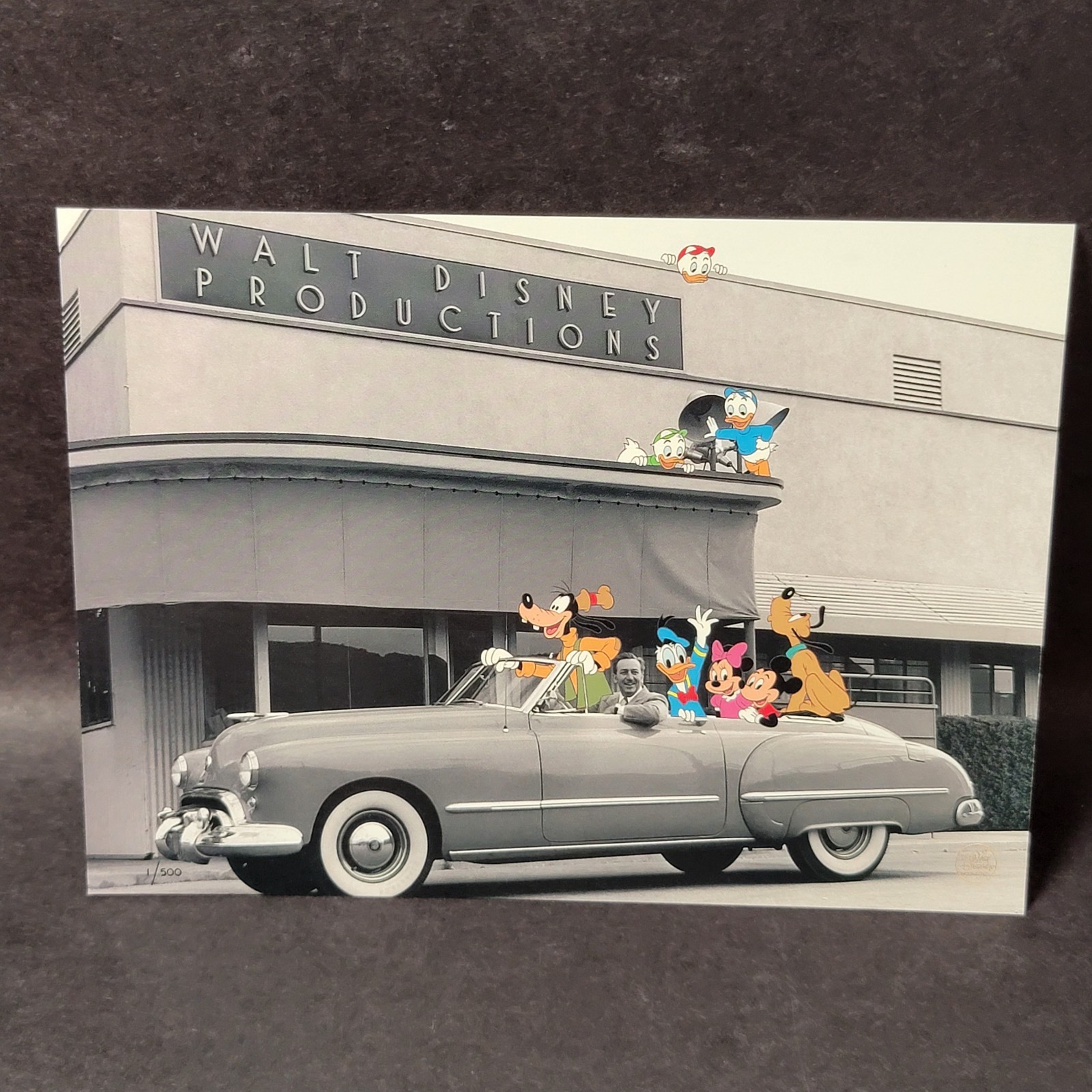 Vtg Disney Image of Walt Disney in his convertible w/ superimposed characters PA Vtg Disney Image of Walt Disney in his convertible w/ superimposed characters PA