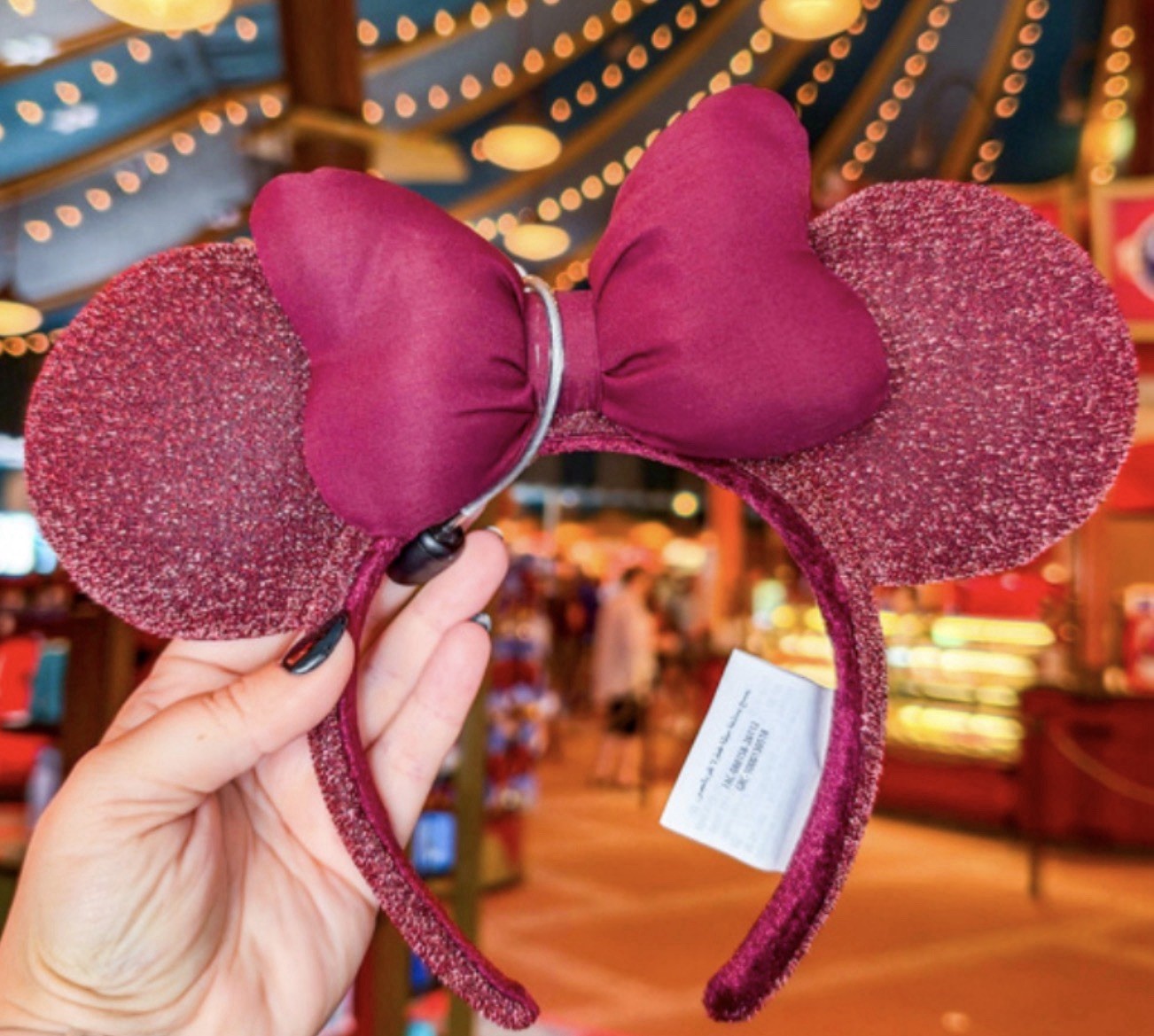 Disney Parks 2026 Burgundy Sparkly Mickey Minnie Bow Ear Headband New Disney Parks 2026 Burgundy Sparkly Mickey Minnie Bow Ear Headband New