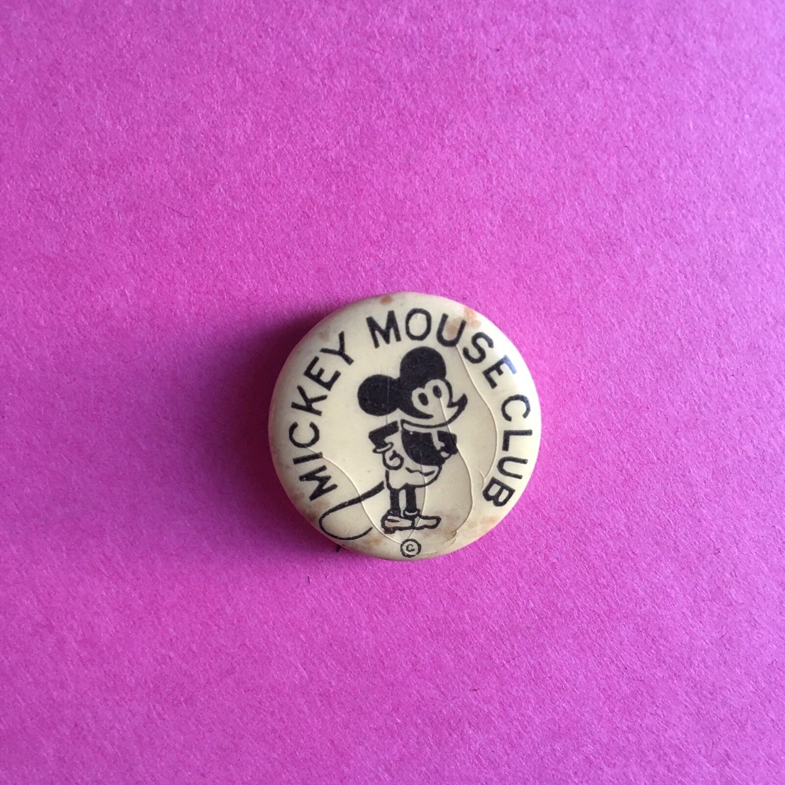 Vintage 1930’s Disney Mickey Mouse Club Celluloid Button Stick Pin RARE