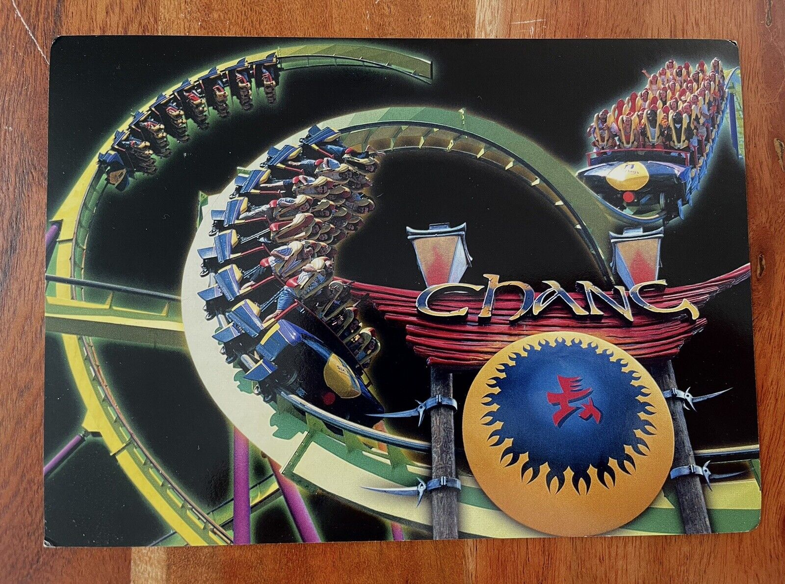 Chang roller coaster Six Flags Kentucky Kingdom postcard 