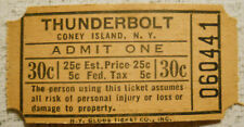 Thunderbolt Roller Coaster (Coney Island, New York) 1940's ticket picture