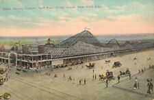 Postcard New York NY City Coney Island Giant Racing Roller Coaster Surf Avenue picture