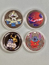 2026 Disney Space Mountain Stitch Medallion Coin Set of 4 With Coin Cases  - NEW picture