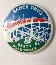 vintage Santa Cruz Beach Boardwalk pinback button roller coaster Giant Dipper picture