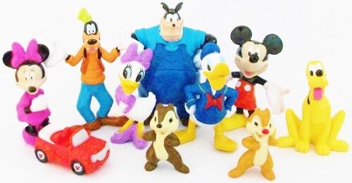 MICKEY MOUSE CLUBHOUSE 10 Figure Play Set DISNEY PVC TOY PETE Daisy CHIP Dale