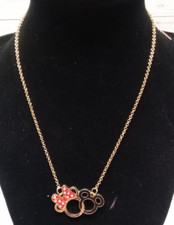 Disney Micky & Mini Mouse Ears Enamel Gold tone Necklace picture