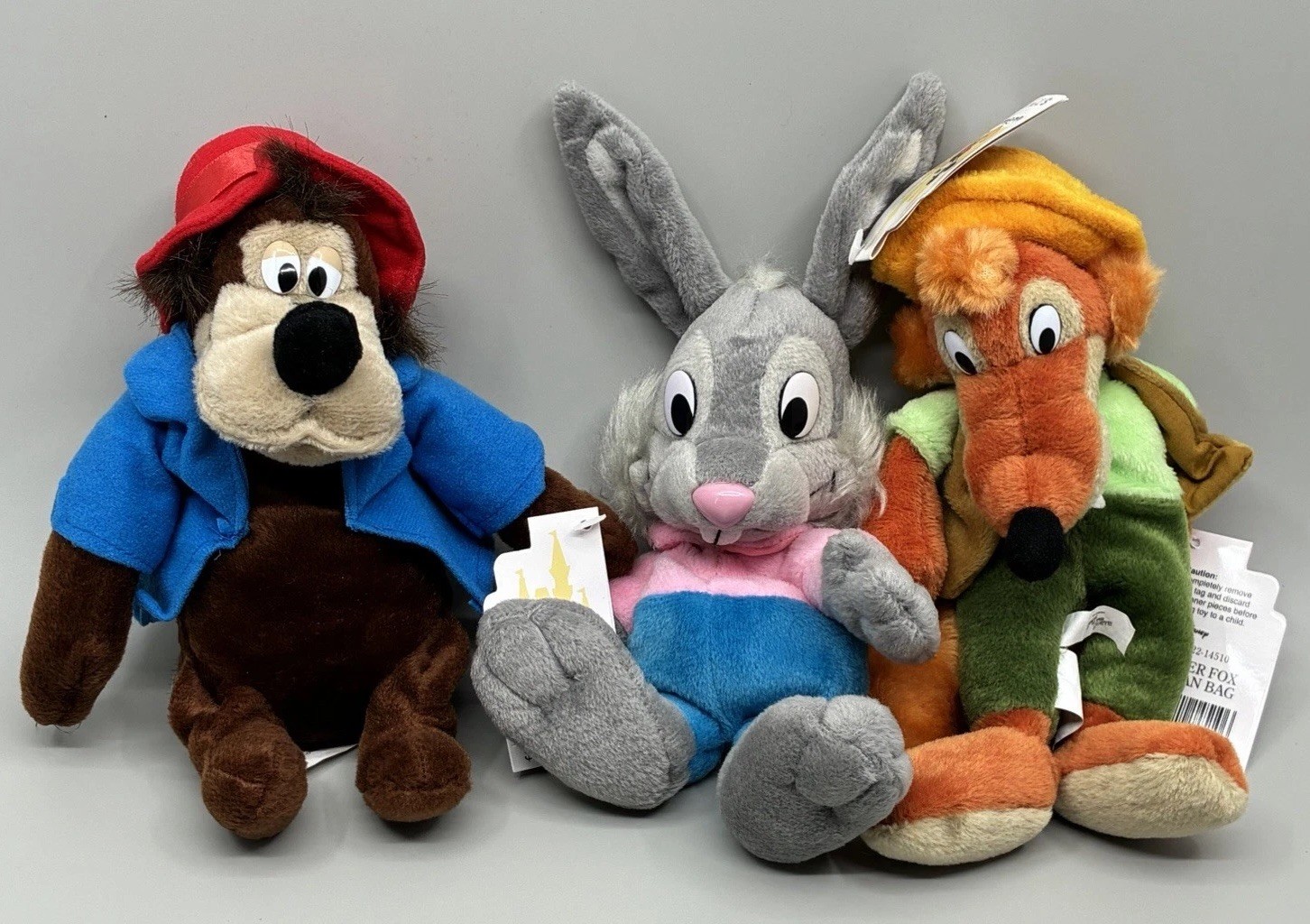 Vintage Disney Splash Mountain Brer Rabbit Fox Bear Bean Bag Plush Lot NWT Vintage Disney Splash Mountain Brer Rabbit Fox Bear Bean Bag Plush Lot NWT