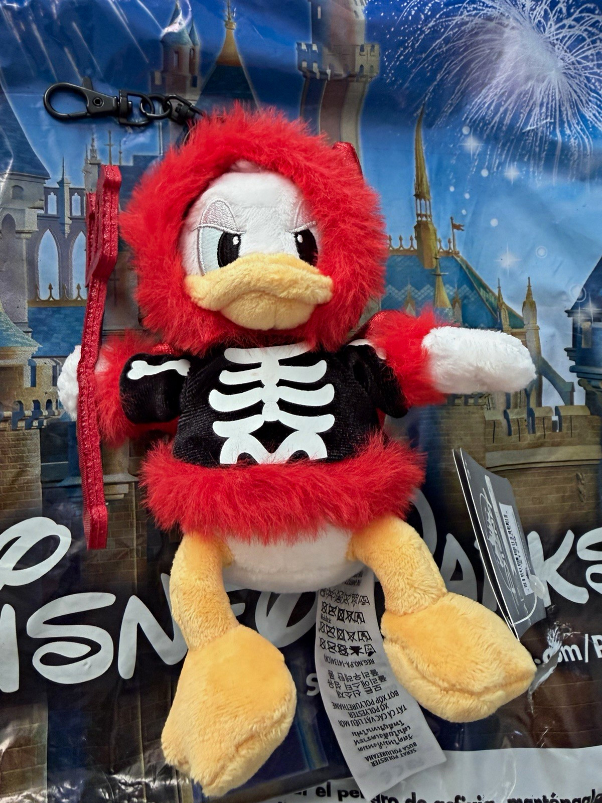 Disney Parks Halloween Donald Duck Devil Plush Bag Charm Keychain NWT