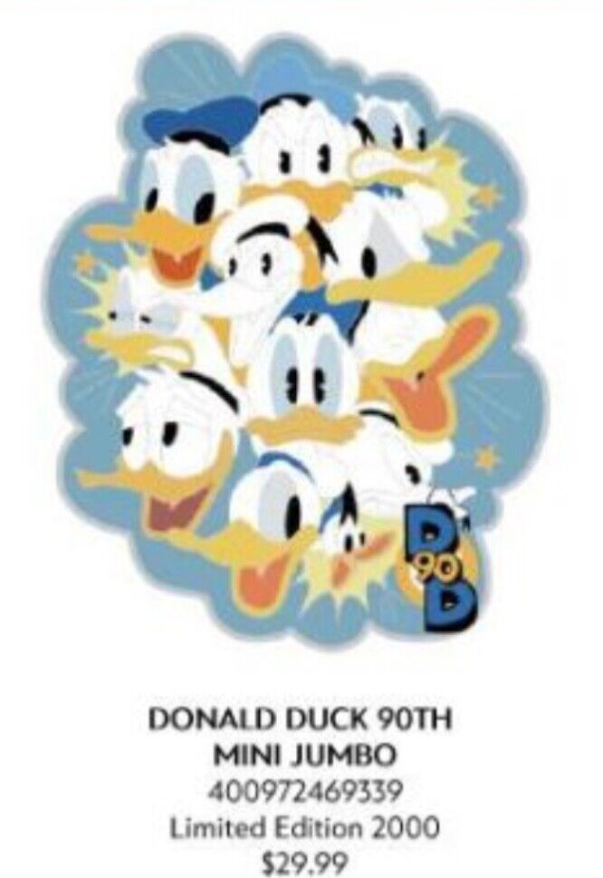 2024 Disney Parks Donald Duck 90th Anniversary Mini Jumbo LE 2000 Pin