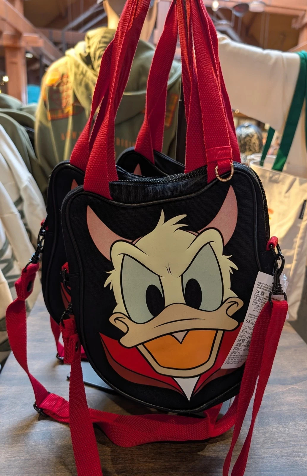 NEW🎃2026 Disney Parks Halloween Donald Duck Devil Black Mini Canvas Tote Bag NEW🎃2026 Disney Parks Halloween Donald Duck Devil Black Mini Canvas Tote Bag