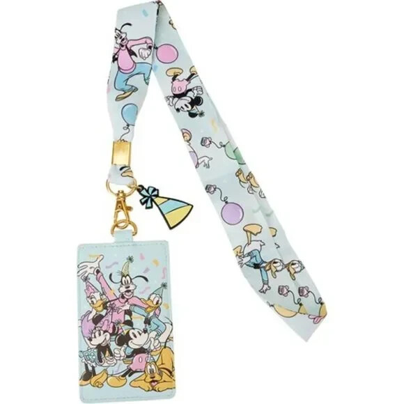 Loungefly Mickey Mouse and Friends Birthday Celebration Lanyard Loungefly Mickey Mouse and Friends Birthday Celebration Lanyard
