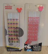 Disney Mickey and Mini Mouse 9 Pc Reusable straws (18 straws total) W/ Brush picture