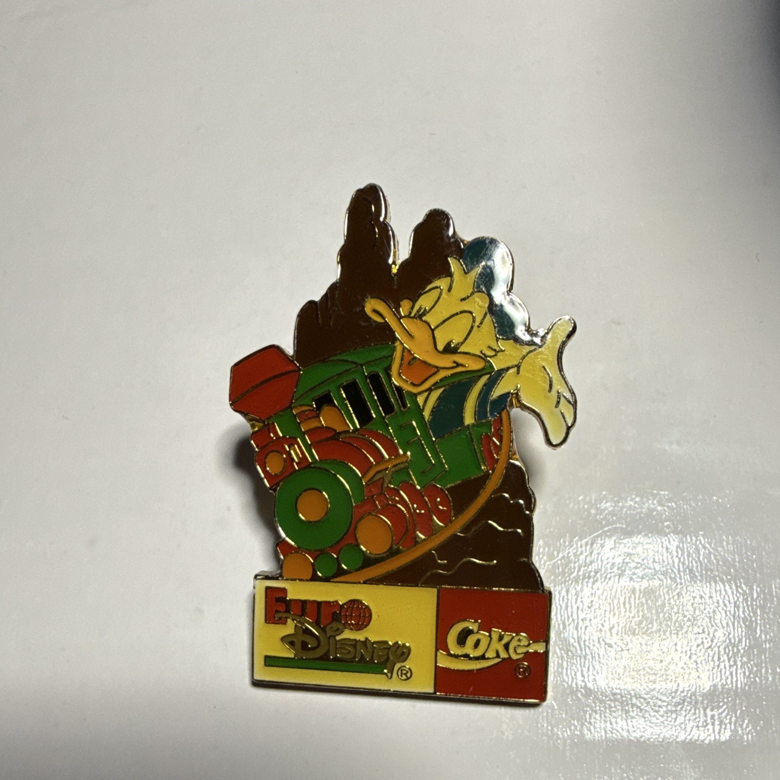 RARE Disney Donald Duck Coca-Cola (Coke) Euro Disney Train Pin Single RARE Disney Donald Duck Coca-Cola (Coke) Euro Disney Train Pin Single