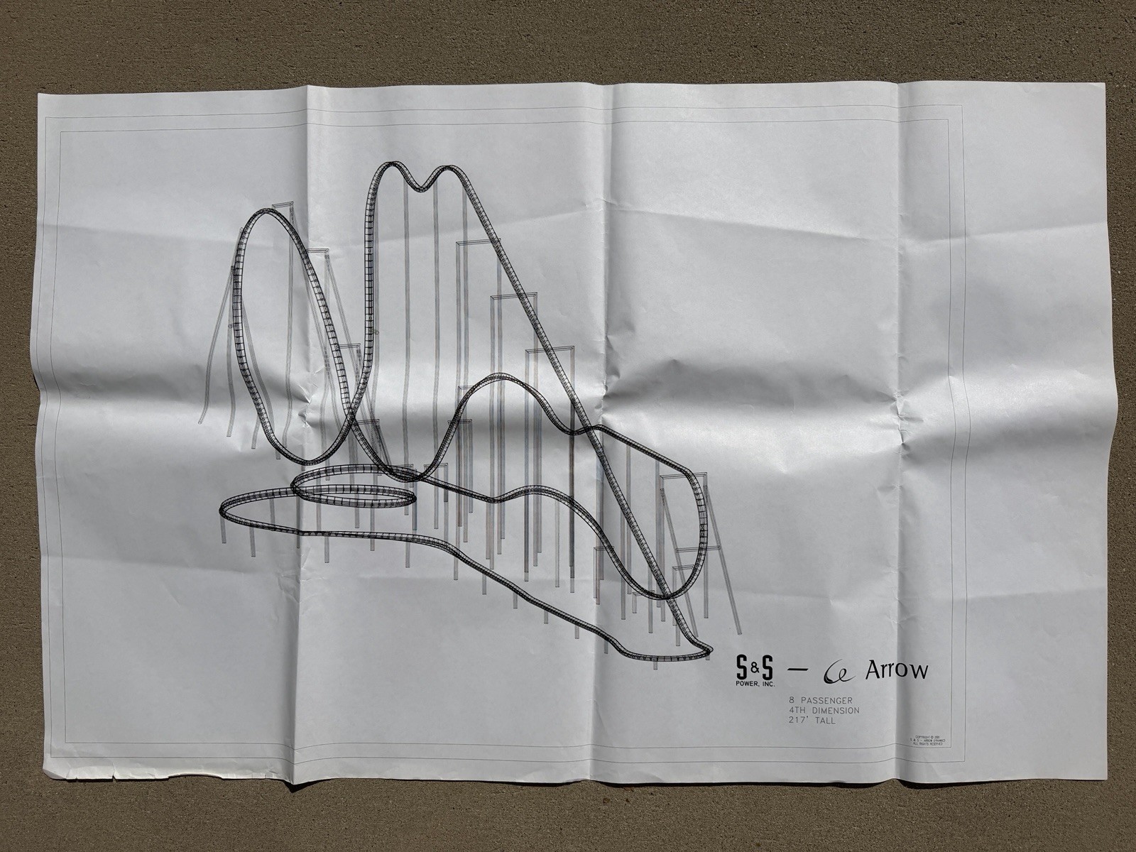 Arrow Dynamics 4th Dimension Roller Coaster Blueprint X2 SixFlags Magic Mountain Arrow Dynamics 4th Dimension Roller Coaster Blueprint X2 SixFlags Magic Mountain