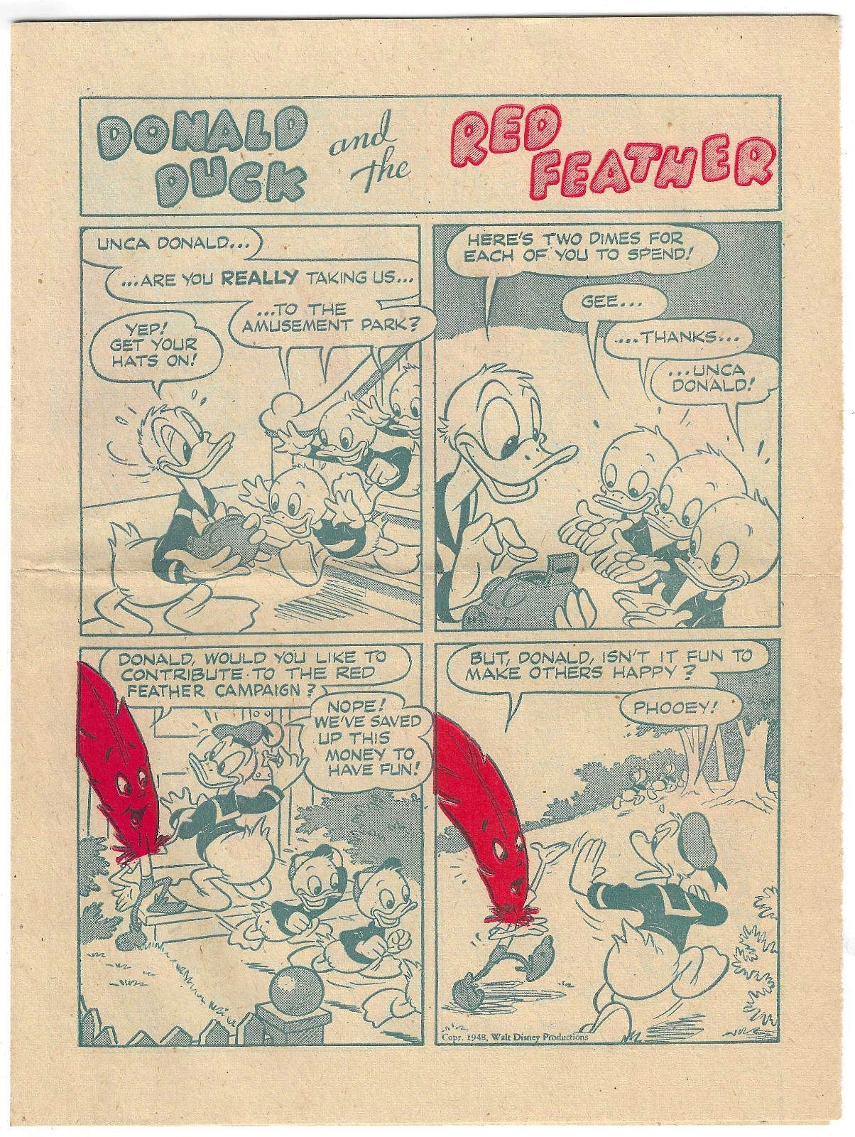 RARE 1948 Donald Duck And The Red Feather Disney Promo Comic Book Vintage RARE 1948 Donald Duck And The Red Feather Disney Promo Comic Book Vintage