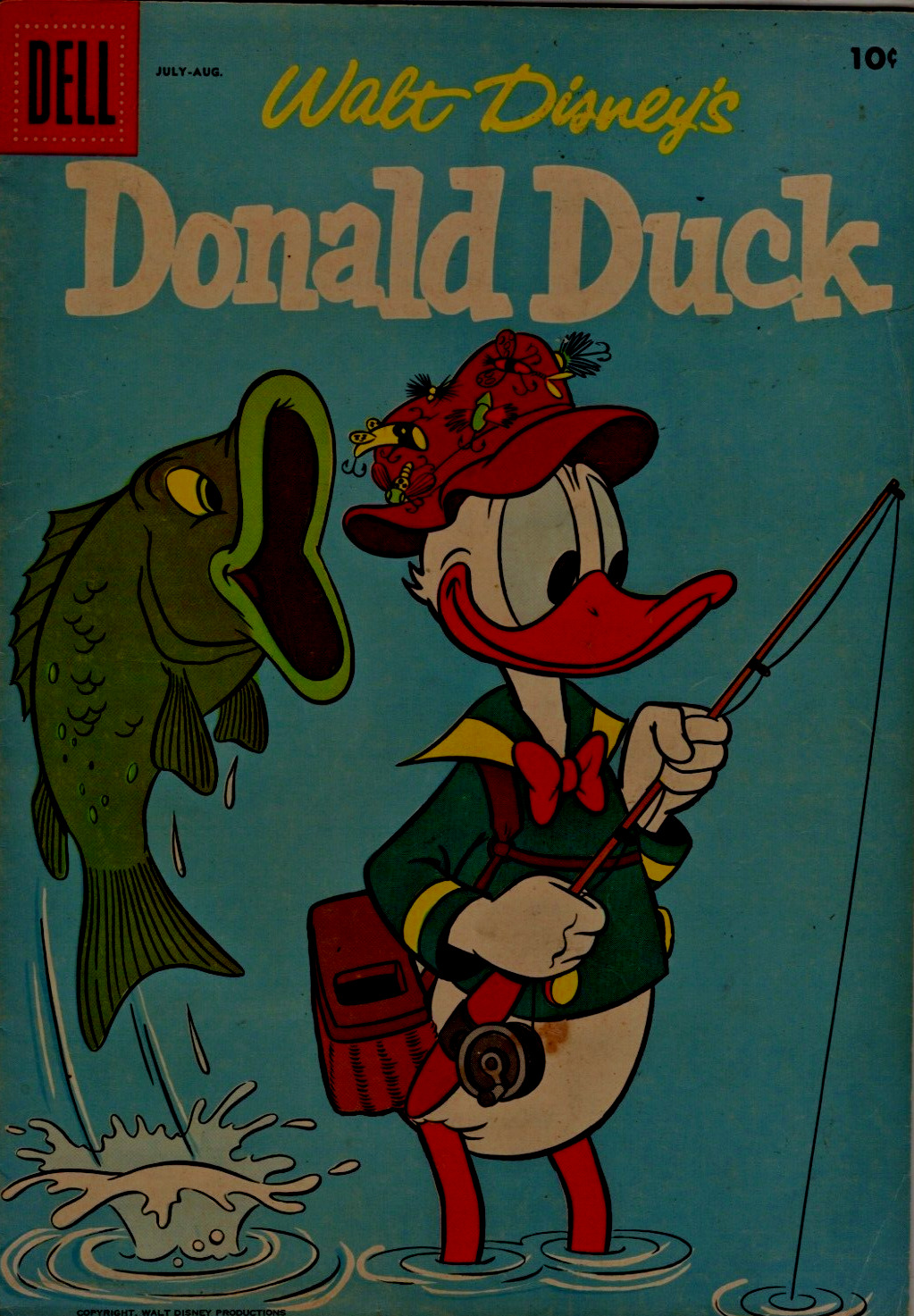 1957 DONALD DUCK #54 with FISHING COVER and fabulous CARL BARKS STORY