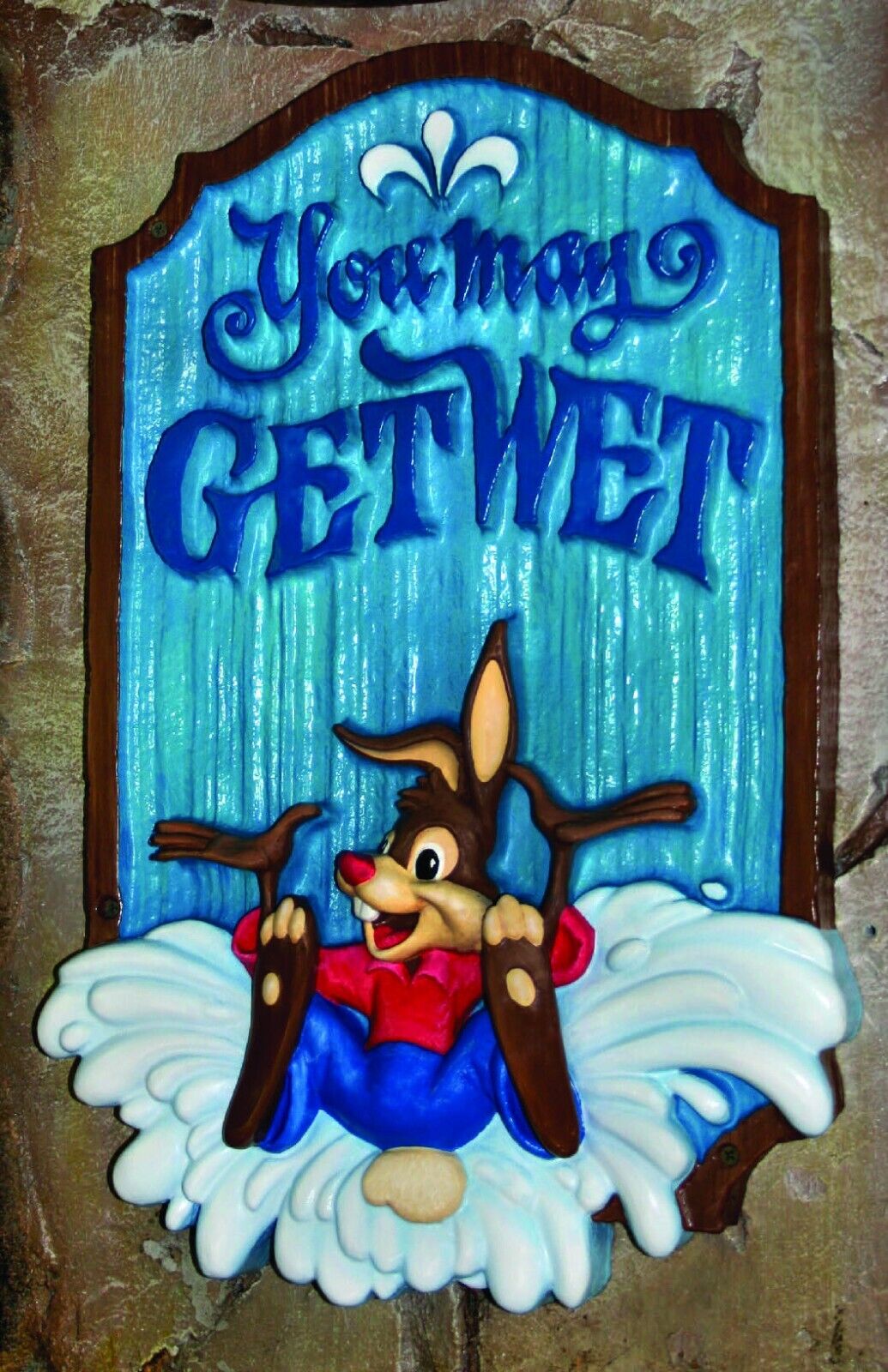 Disney World Splash Mountain You May Get Wet Brer Rabbit Queue Sign Poster