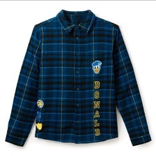 Disney Donald Duck Plaid Flannel Shirt Embroidered - Size Large picture