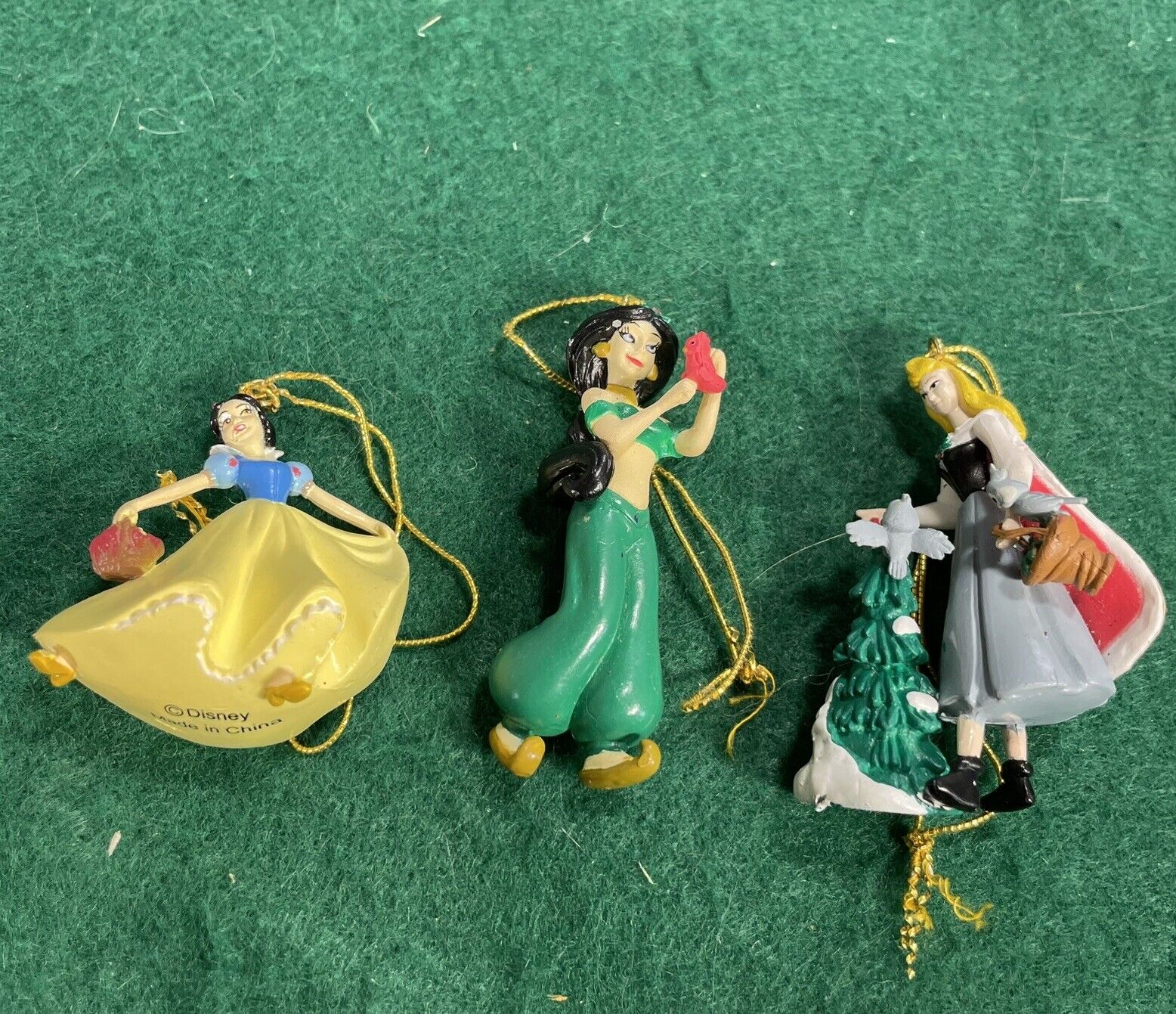 Lot Of 3 Vintage Disney Princess Christmas Ornaments