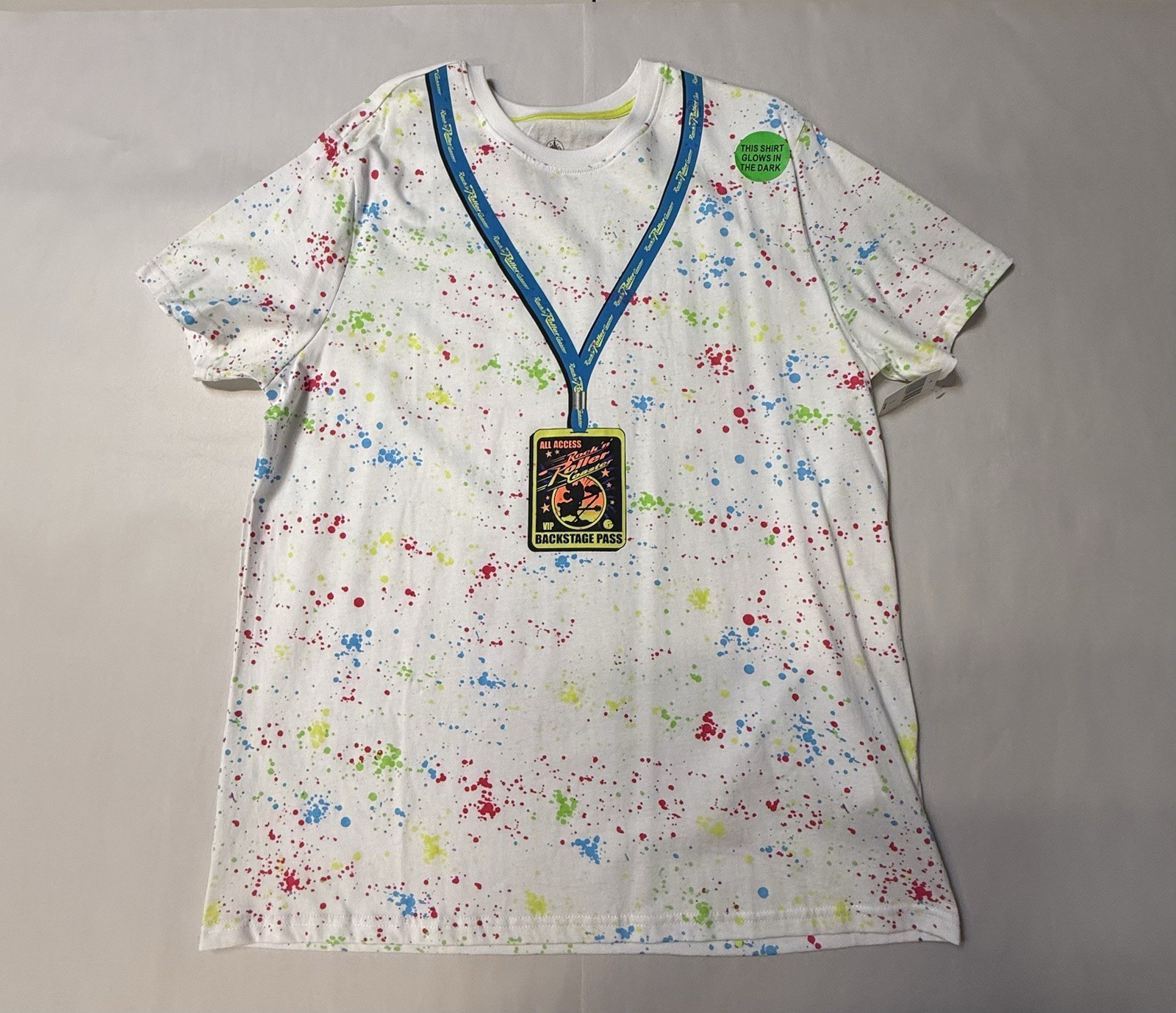 BNWT Disney Parks Rock ‘n’ Roller Coaster Glow in Dark Backstage Pass T-Shirt L BNWT Disney Parks Rock ‘n’ Roller Coaster Glow in Dark Backstage Pass T-Shirt L