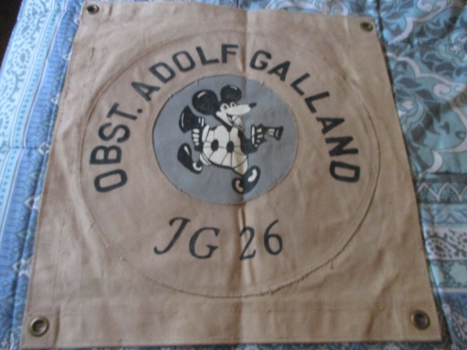 WWII GERMAN ACE ADOLF GALLAND MICKEY MOUSE JG 26   ROOM WALL FLAG 