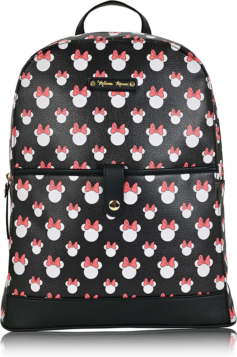 Women’s Minnie Mouse Pattern Mini Backpack, Black