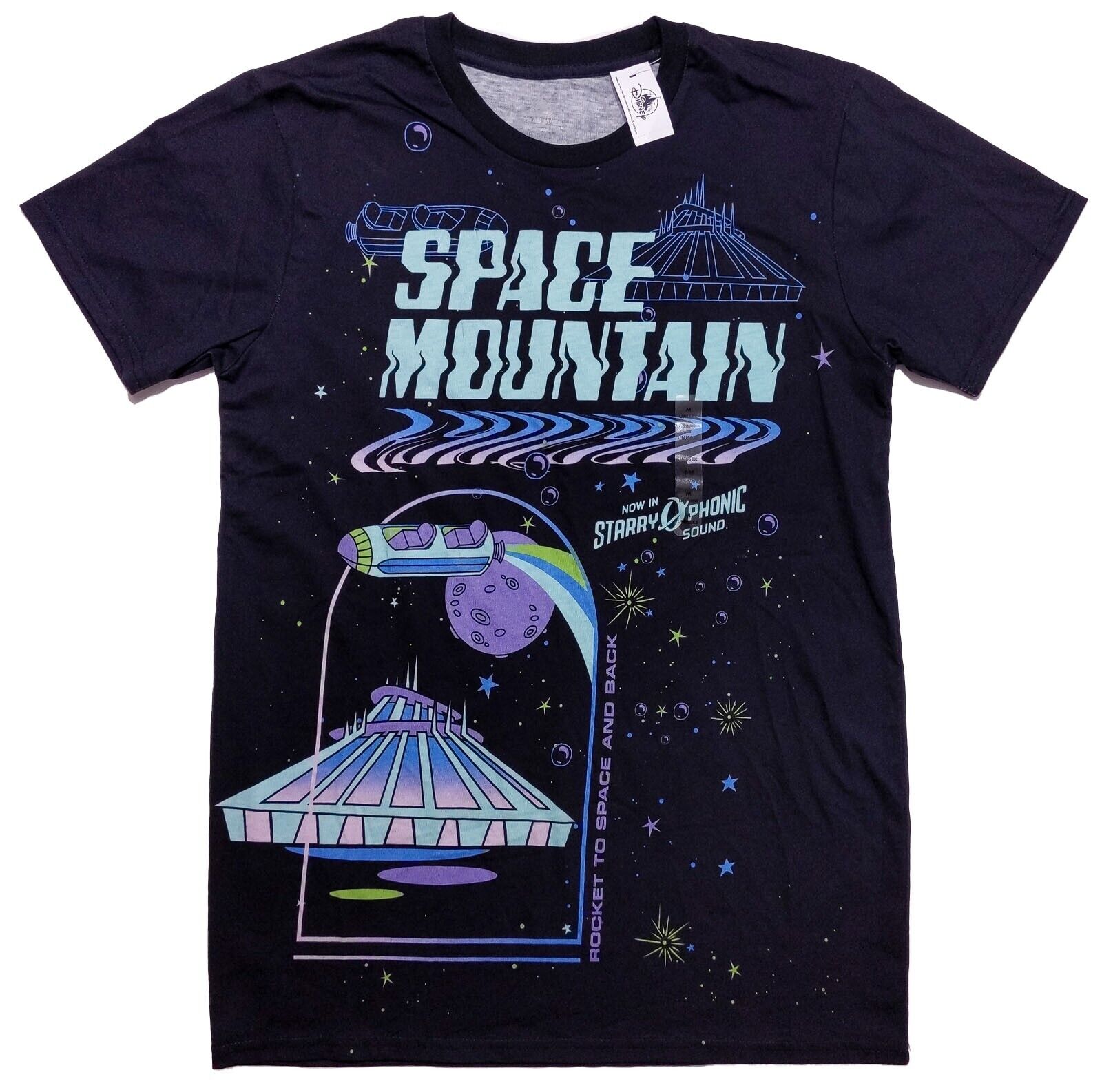 DISNEY PARKS Space Mountain Starry O Phonic T-Shirt 2023 Blue Medium M ~ New