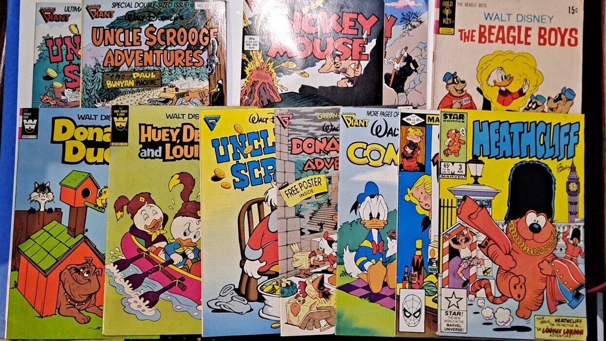 12 Miscellaneous Disney Comics - Uncle Scrooge, Mickey Mouse, Donald Duck