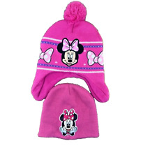 Pair of two mini mouse Disney Junior pink kids girls hats beanies ear muffs picture