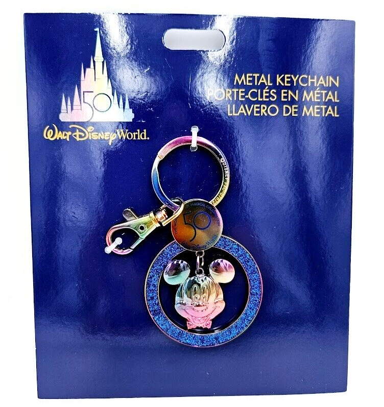 Walt Disney World 50th Anniversary Mickey Mouse Metal Keychain Charm New