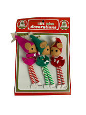 Pack of 3 Vintage Holiday Oranaments Fabric Felt Santa Mouse Mini Mice by Commod picture
