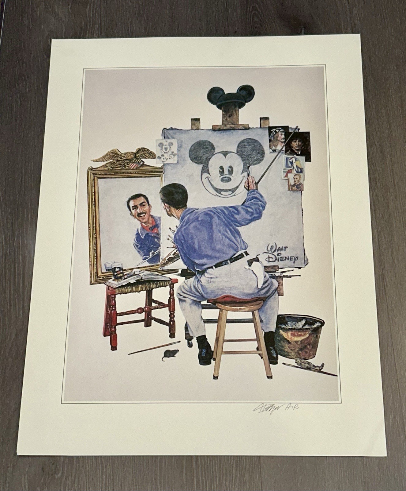 Walt Disney & Mickey Self Portrait LE Art Print Charles Boyer Signed W/ Stamp Walt Disney & Mickey Self Portrait LE Art Print Charles Boyer Signed W/ Stamp