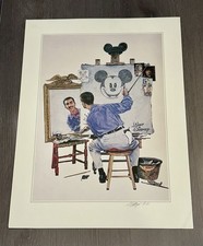 Walt Disney & Mickey Self Portrait LE Art Print Charles Boyer Signed W/ Stamp picture