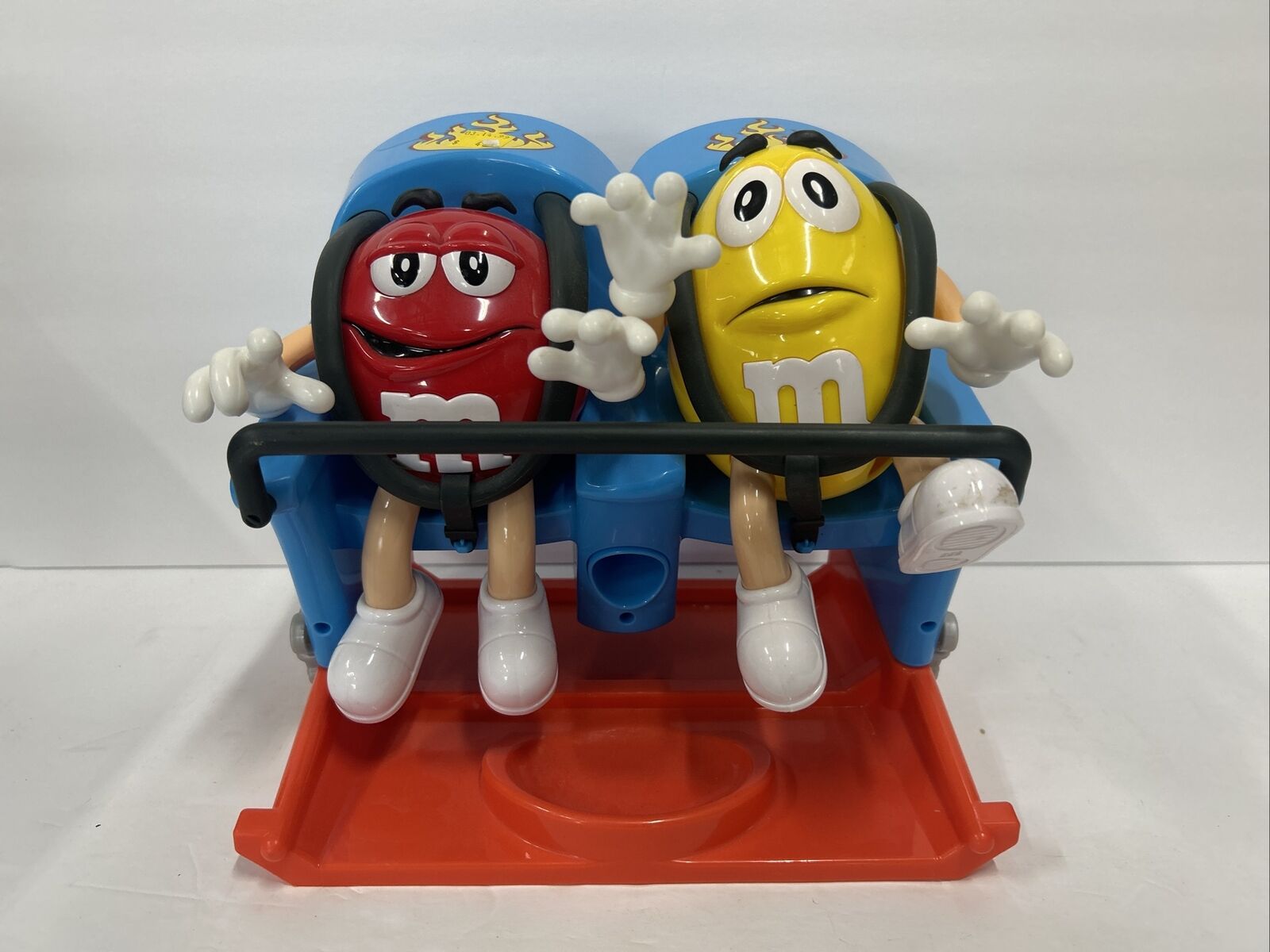 2019 M&M World Roller Coaster Candy Dispenser M&M Red and Yellow Fire Flame